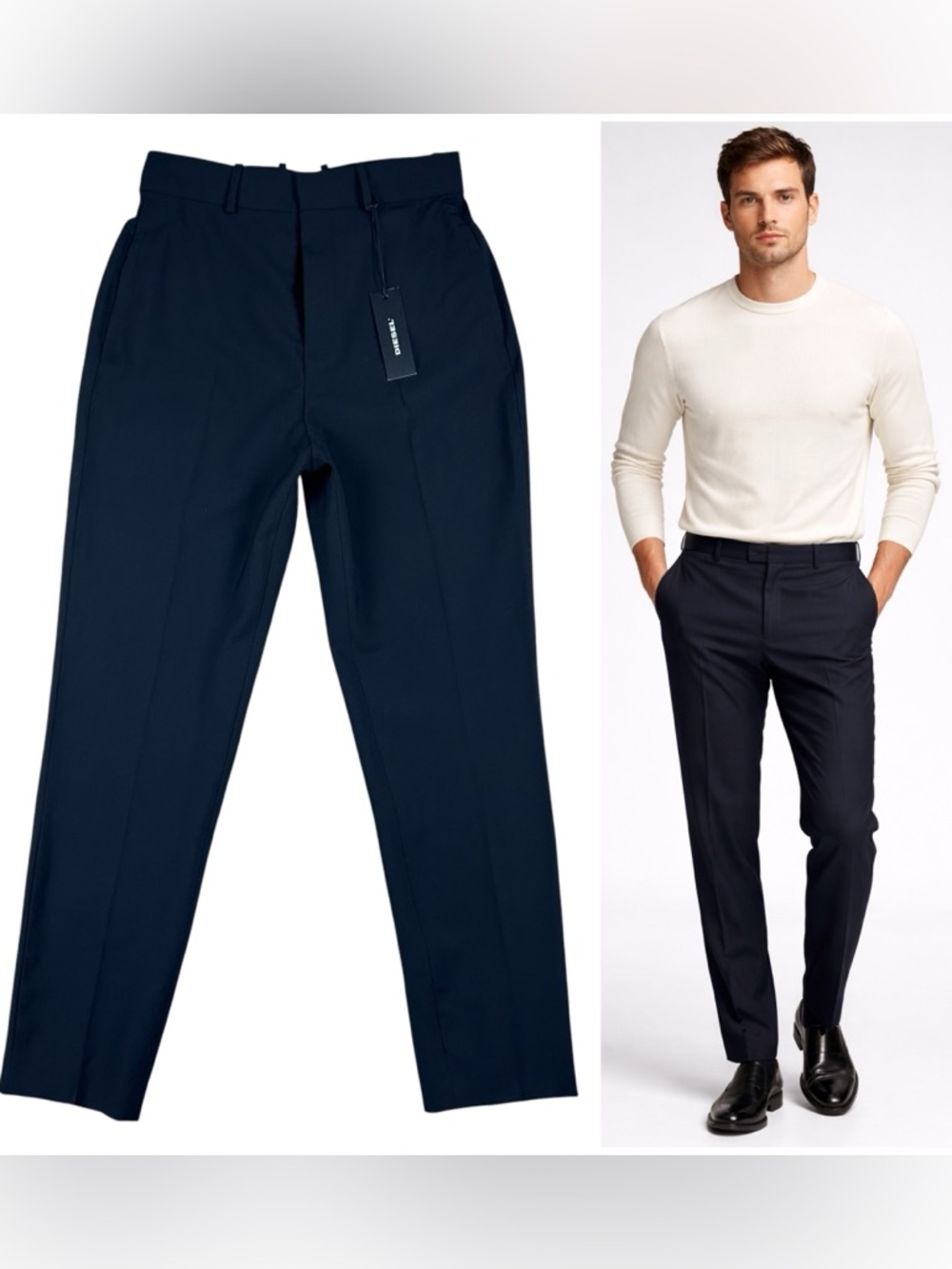 Diesel Black Gold Men's Dark Navy Dress Trousers